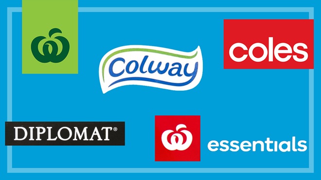 aldi coles and woolworths home brand logos